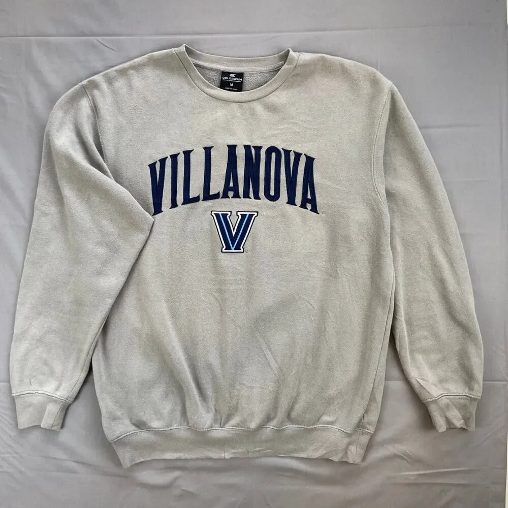 Colosseum Men's Medium Light Gray Villanova Crewneck Sweatshirt Pullover Fleece
